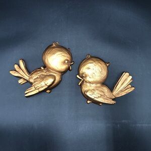 Vtg Pair Gold Tweety Birds Wall Plaques By Universal Statuary 1974